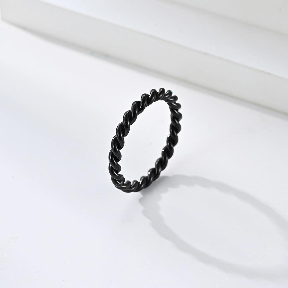 Wholesale Trendy Titanium Steel Braided Twist Ring Unisex Minimalist Couple Band Jewelry Accessory
