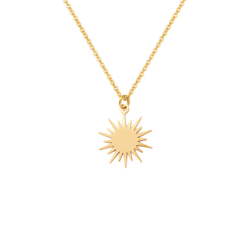 Wholesale  six-pointed star sun clavicle chain titanium steel necklace