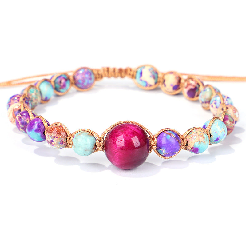 Wholesale Braided Colored Imperial Stone Tiger Eye Stone Bracelet