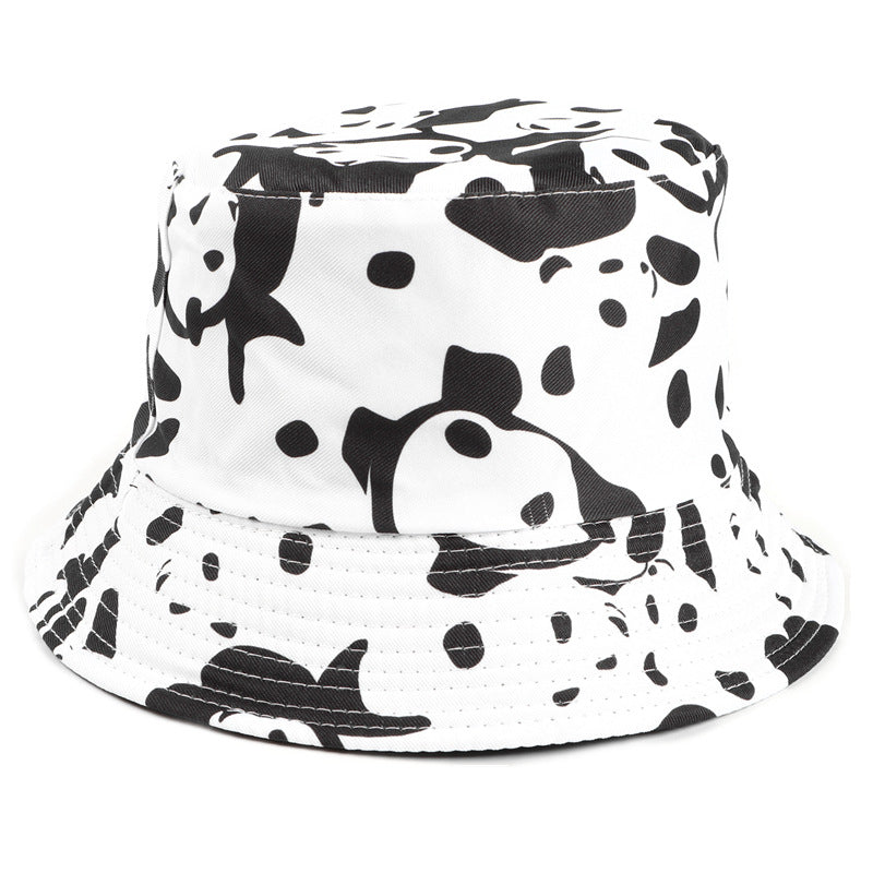 Wholesale Cartoon Panda Bucket Hat Cow Double Sided Flat Top ACC-HT-LueLan011