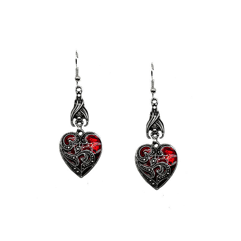 Wholesale Christmas Alloy Gothic Style Bat Oil Drop Heart Shape Earrings