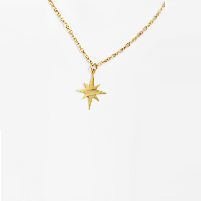 Wholesale  six-pointed star sun clavicle chain titanium steel necklace