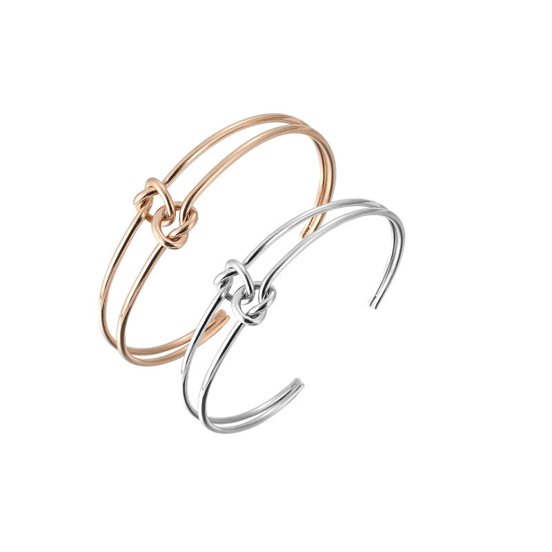 Bracciale all'ingrosso a forma di C in acciaio inossidabile con doppio nodo