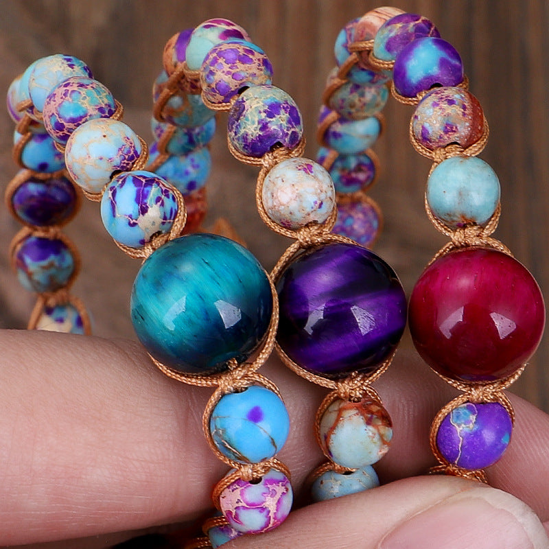 Wholesale Braided Colored Imperial Stone Tiger Eye Stone Bracelet