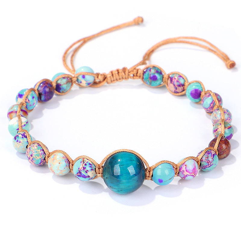 Wholesale Braided Colored Imperial Stone Tiger Eye Stone Bracelet