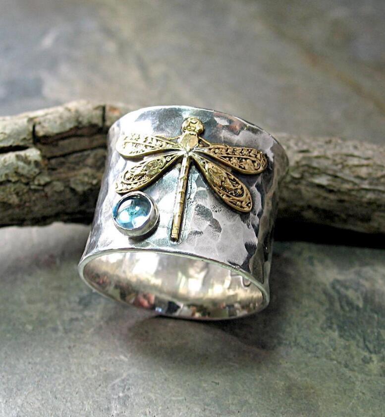 Wholesale Vintage European Dragonfly Ring in Silver Alloy - Wedding Gift Boutique Resale