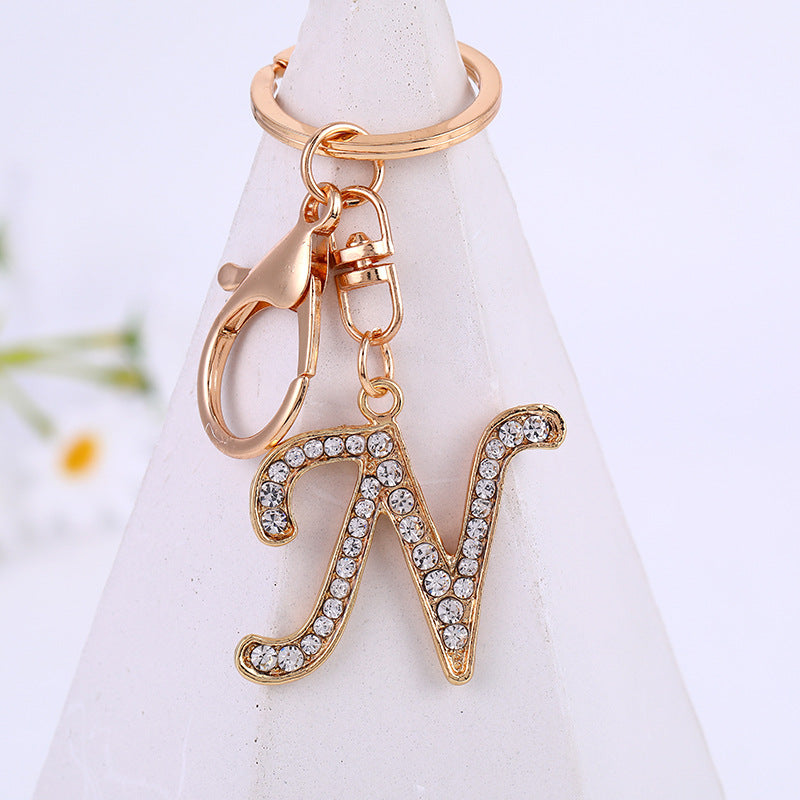 Wholesale Rhinestone Letter Metal Keychain ACC-KC-YuanFei004