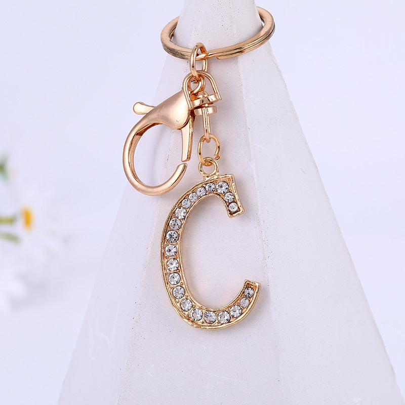Wholesale Rhinestone Letter Metal Keychain ACC-KC-YuanFei004