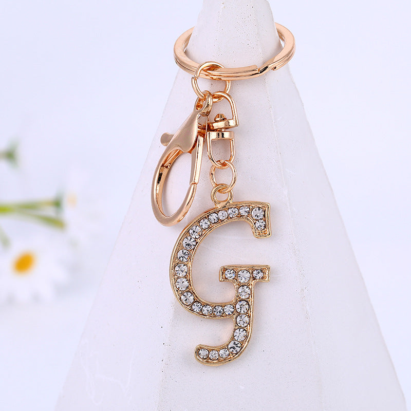 Wholesale Rhinestone Letter Metal Keychain ACC-KC-YuanFei004
