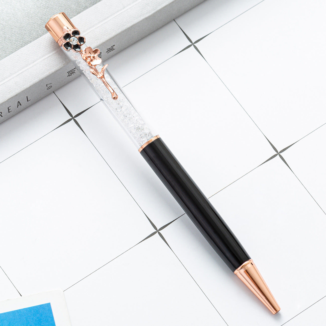 Wholesale Metal Crystal Pen Color Flower Pen Clip Diamond Ballpoint Pen ACC-PN-HuaHao010