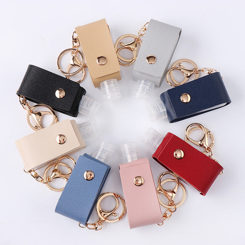 Wholesale PU Leather Keychain 30Ml Hand Sanitizer Bottle Case Boutique Resale European Style White