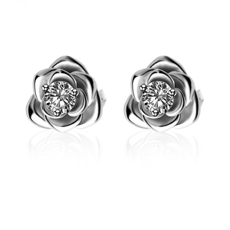 Wholesale Rose Silver Valentine's Day Earrings
