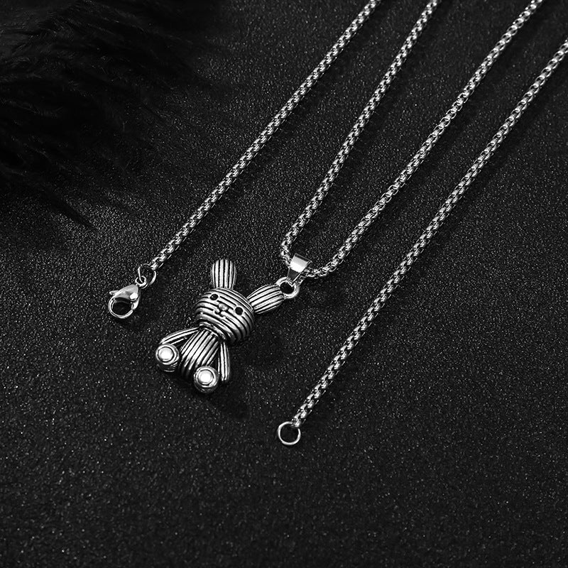 Wholesale Bear Necklace Hip Hop Rabbit Pendant Sweater Chain Titanium Steel Long Necklace ACC-NE-BYJY002