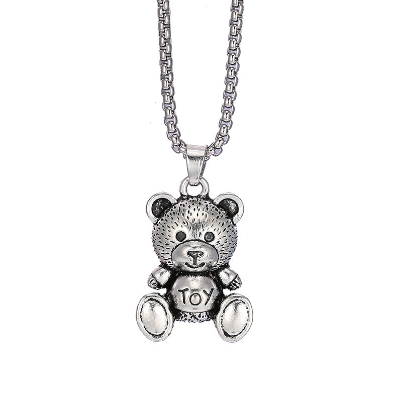 Wholesale Bear Necklace Hip Hop Rabbit Pendant Sweater Chain Titanium Steel Long Necklace ACC-NE-BYJY002