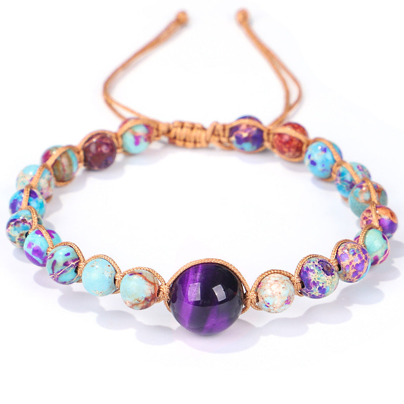 Wholesale Braided Colored Imperial Stone Tiger Eye Stone Bracelet