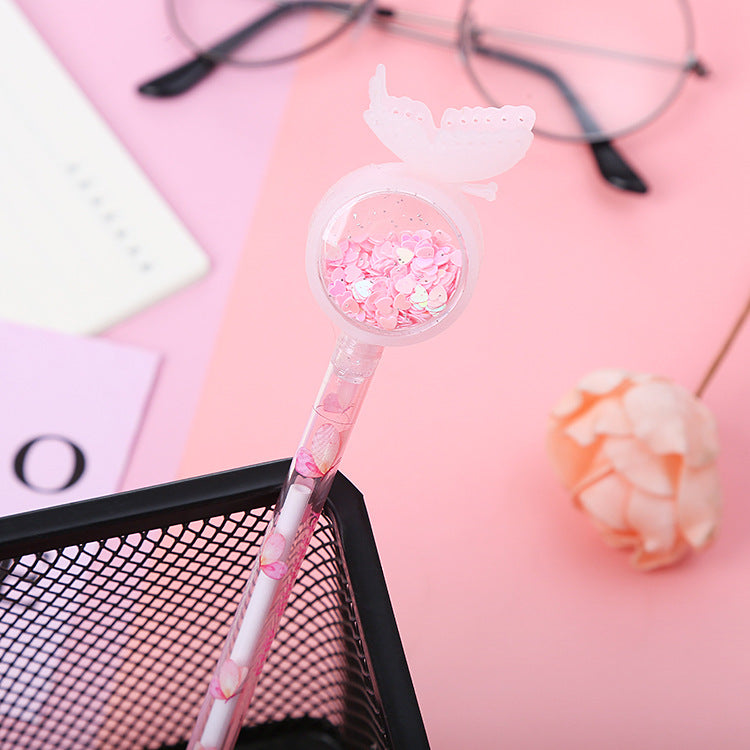 Wholesale Creative sequins butterfly neutral pen