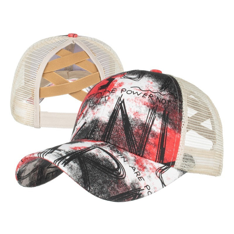 Wholesale Western Style Aztec Cow Print Leopard Mesh Cap Ponytail Cap Baseball Cap Hat ACC-HT-RongZhao005