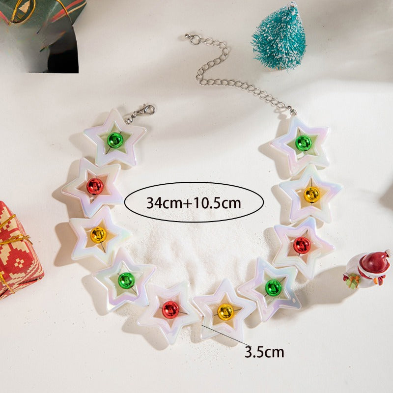 Wholesale Christmas Acrylic Five-pointed Star Beaded Necklace ACC-NE-YongGe006