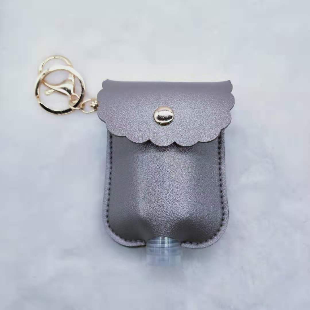 Wholesale PU Leather Keychain Bag Charm Portable Hand Sanitizer Perfume Bottle Case Holder Earthy Yellow Stylish Gift For Wedding
