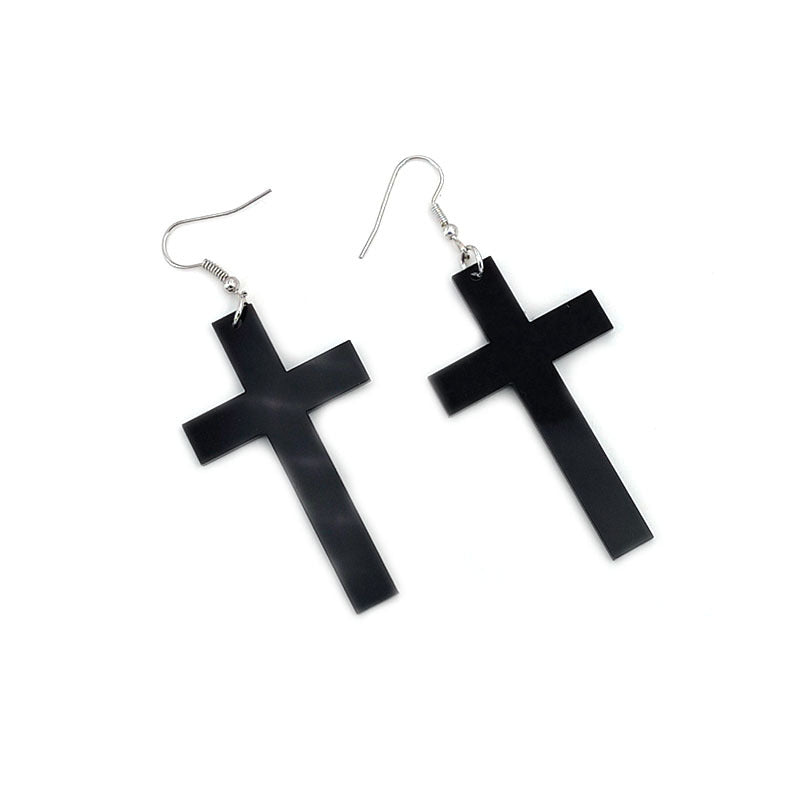 Wholesale Acrylic Black Cross Earrings
