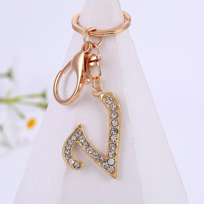 Wholesale Rhinestone Letter Metal Keychain ACC-KC-YuanFei004
