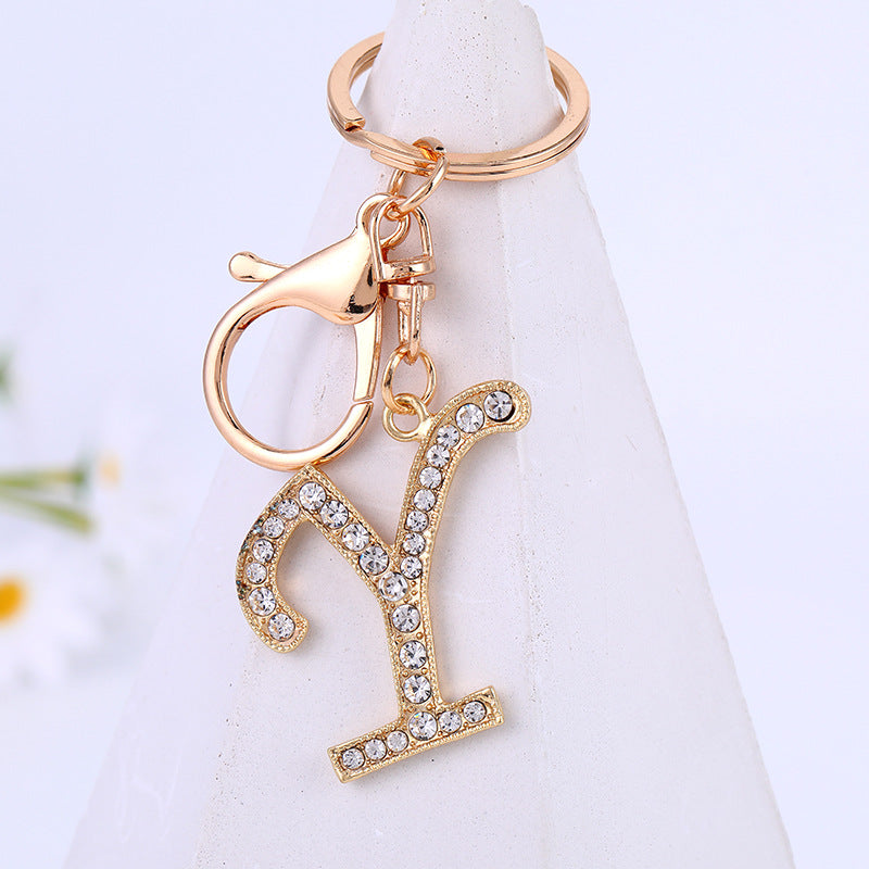 Wholesale Rhinestone Letter Metal Keychain ACC-KC-YuanFei004