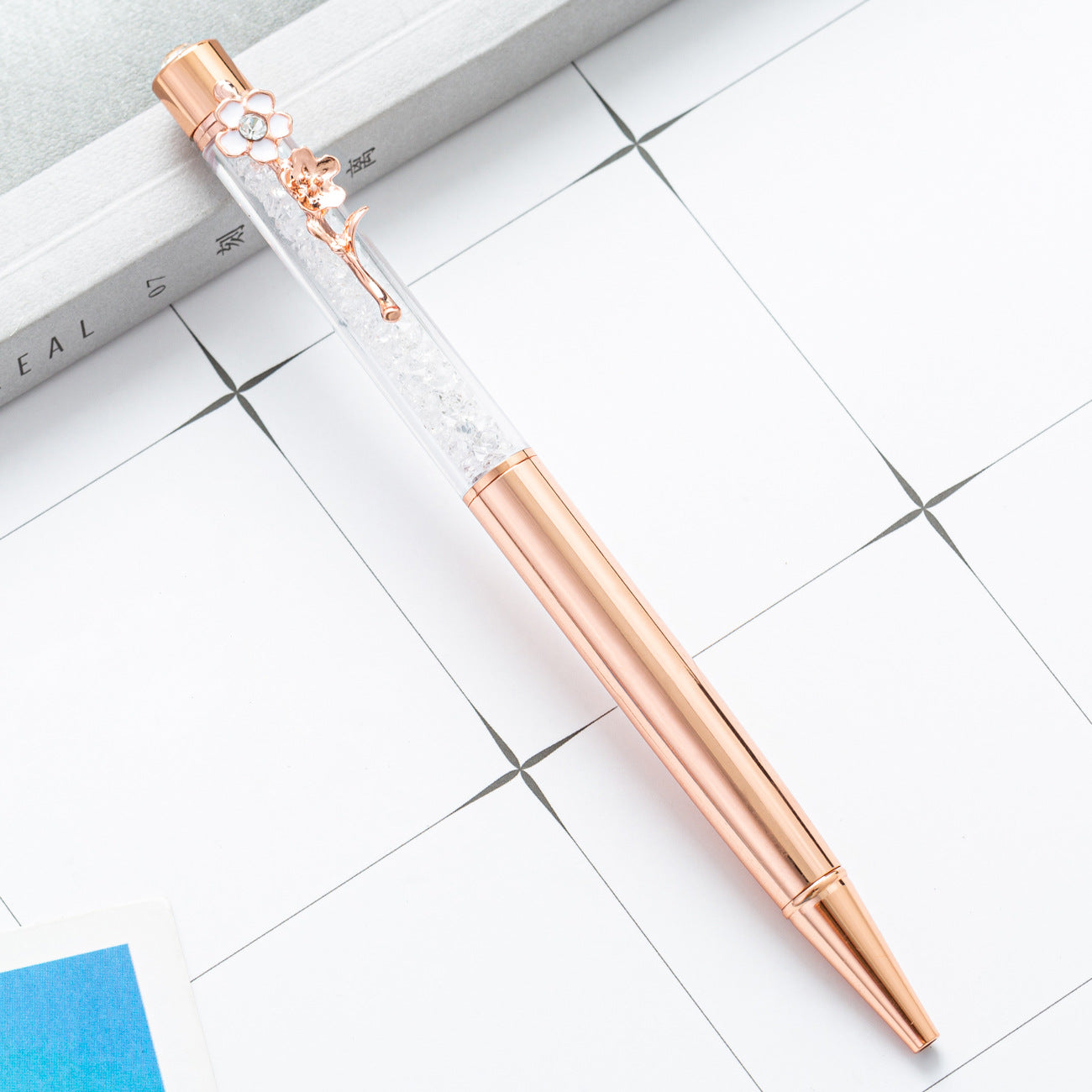 Wholesale Metal Crystal Pen Color Flower Pen Clip Diamond Ballpoint Pen ACC-PN-HuaHao010