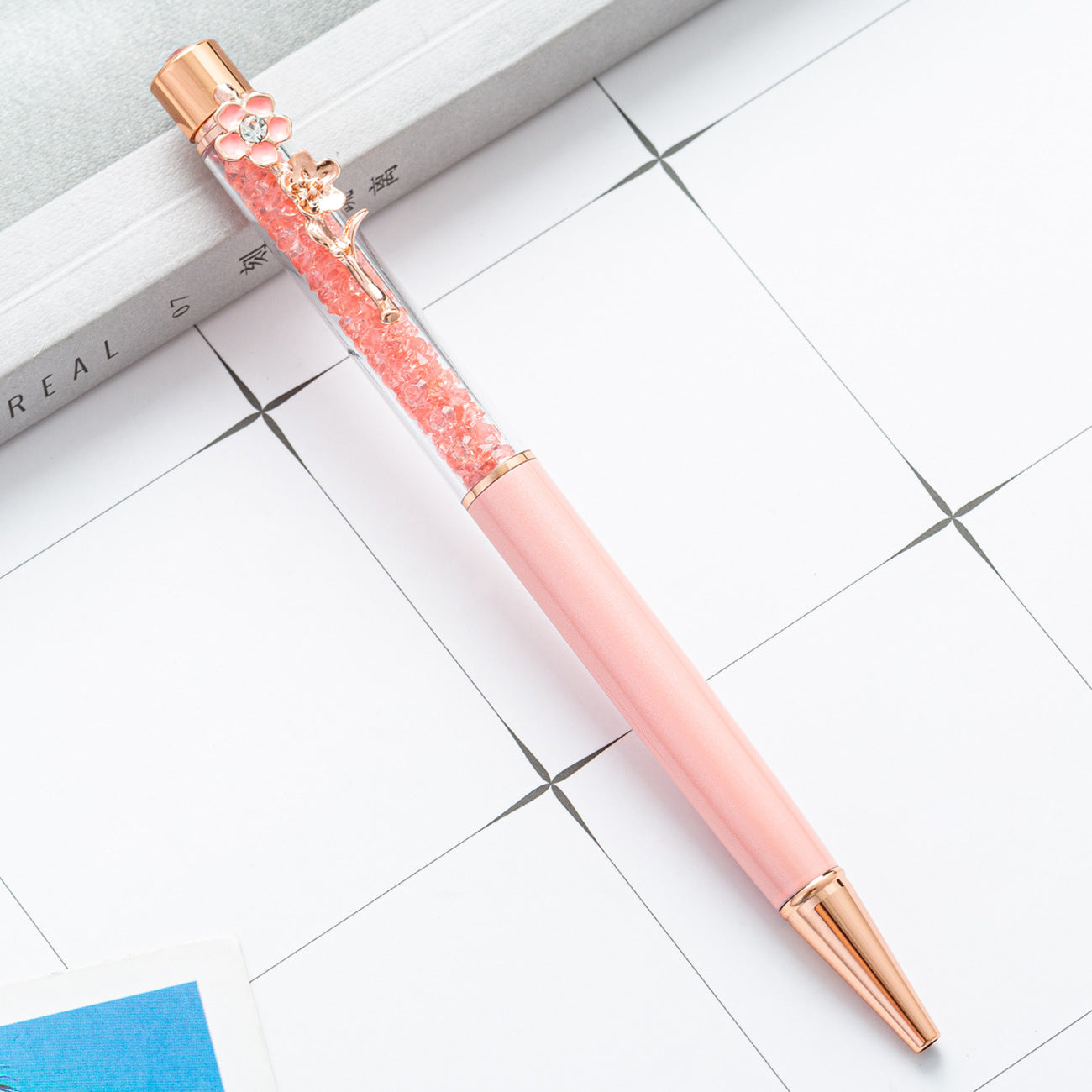 Wholesale Metal Crystal Pen Color Flower Pen Clip Diamond Ballpoint Pen ACC-PN-HuaHao010