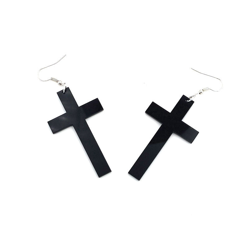 Wholesale Acrylic Black Cross Earrings