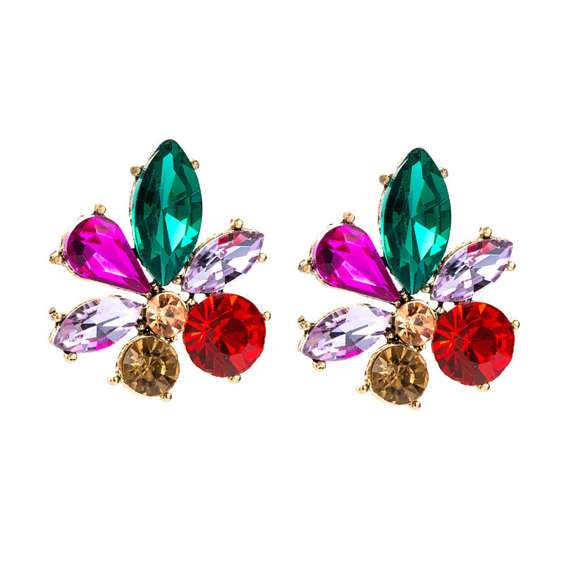 Wholesale Fashion Flower Stud Earrings Alloy Rhinestone Jewelry Accessory Boutique Resale