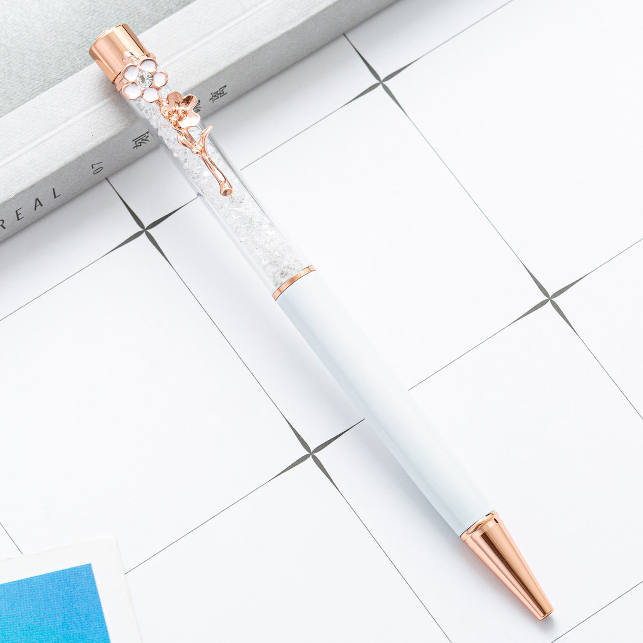 Wholesale Metal Crystal Pen Color Flower Pen Clip Diamond Ballpoint Pen ACC-PN-HuaHao010