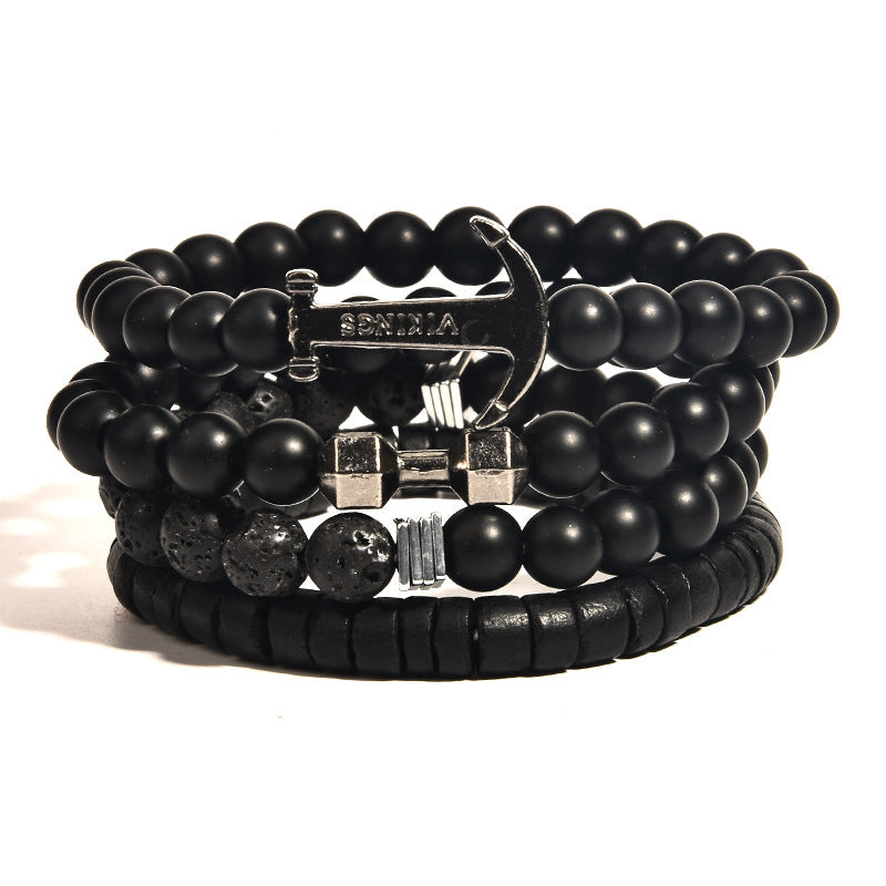 Wholesale Men's Agate Bracelet Dumbbell Bracelet Anchor Volcanic Stone Bracelet ACC-BT-zhixiang002