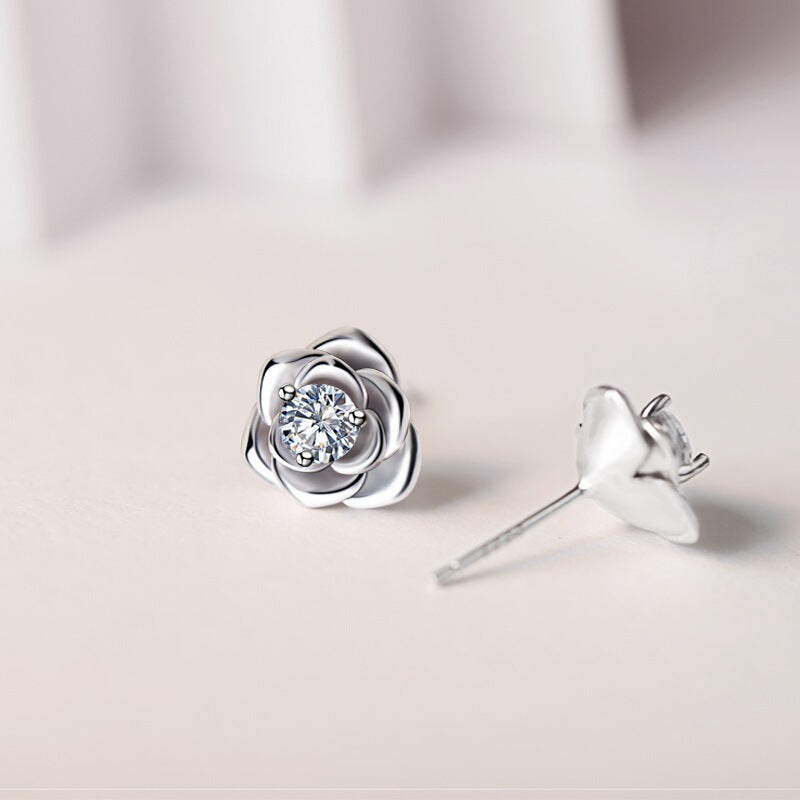 Wholesale Rose Silver Valentine's Day Earrings