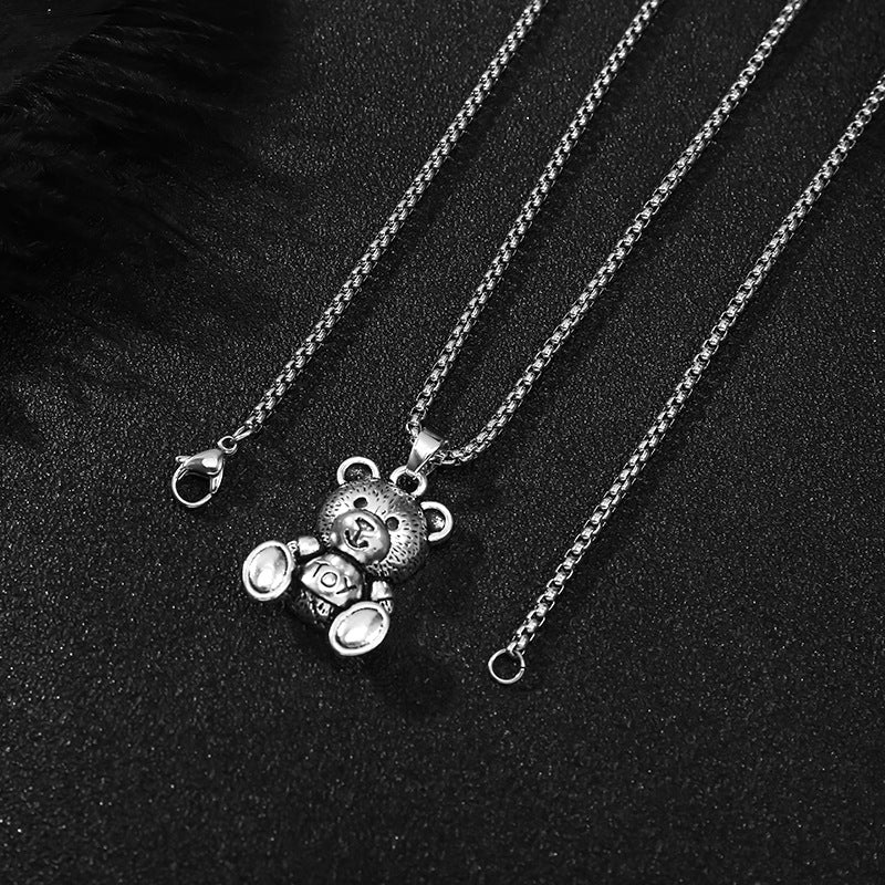 Wholesale Bear Necklace Hip Hop Rabbit Pendant Sweater Chain Titanium Steel Long Necklace ACC-NE-BYJY002