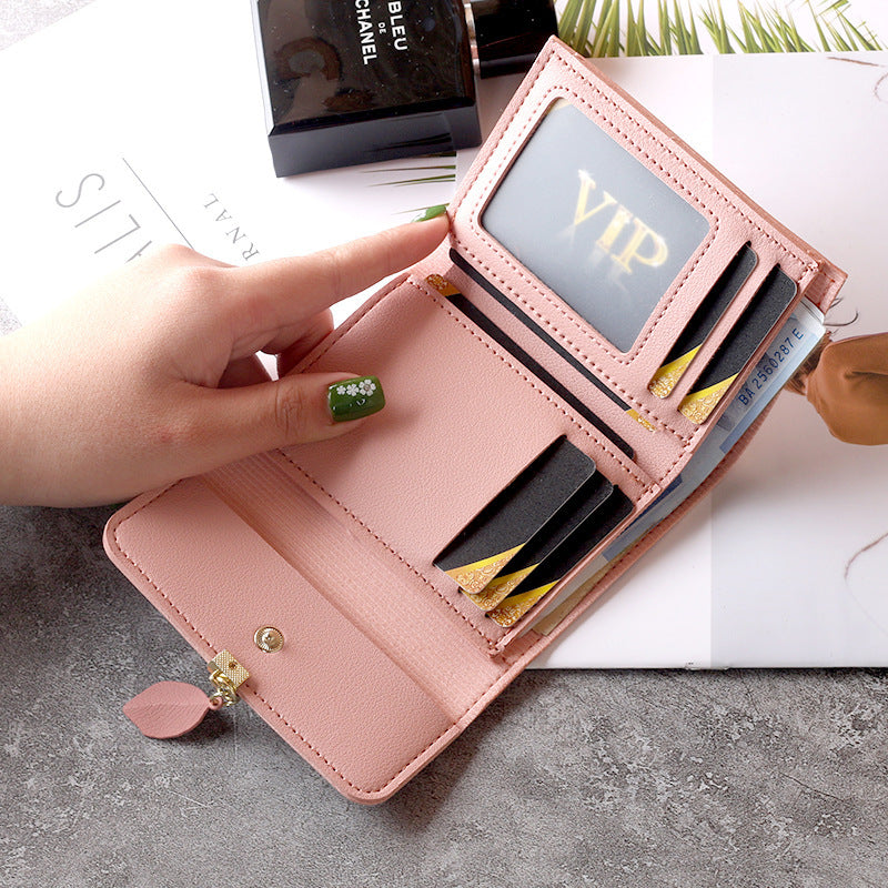 Wholesale Everyday Fashion Women S Trifold PU Leather Wallet Leaf Pattern Card Holder Coin Purse Casual Accessory