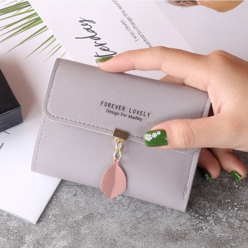 Wholesale Everyday Fashion Women S Trifold PU Leather Wallet Leaf Pattern Card Holder Coin Purse Casual Accessory