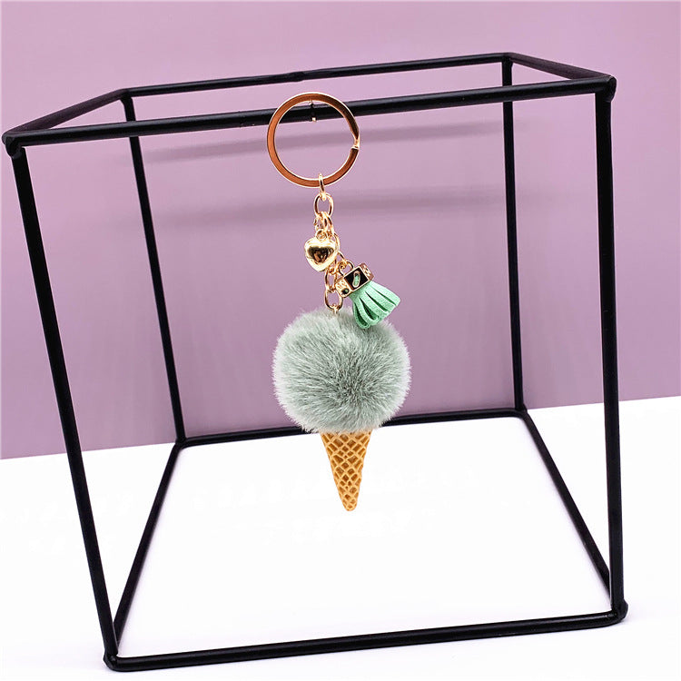 Wholesale Cute Plush Ice Cream Cone Keychain Soft Car Key Accessory Creative Gift For Bag Charm Or Everyday Use