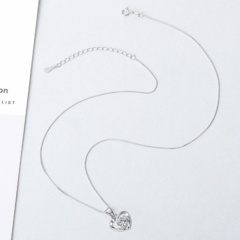 Wholesale S925 sterling silver heart-shaped necklace love rotating pendant sterling silver fashion jewelry