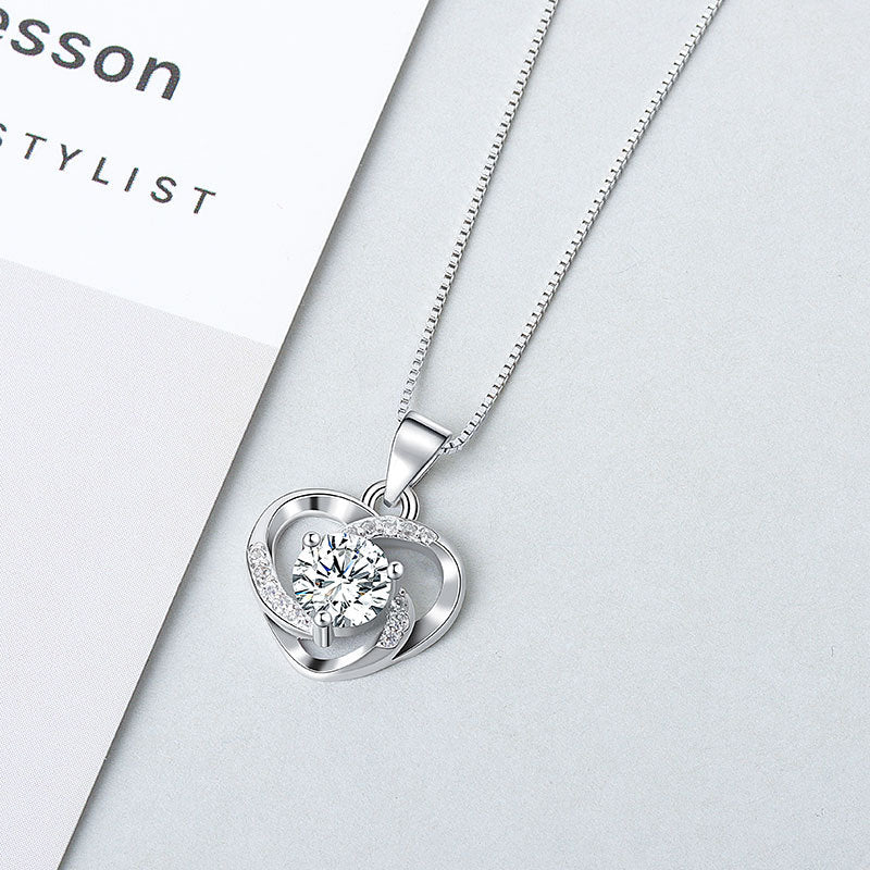 Wholesale S925 sterling silver heart-shaped necklace love rotating pendant sterling silver fashion jewelry