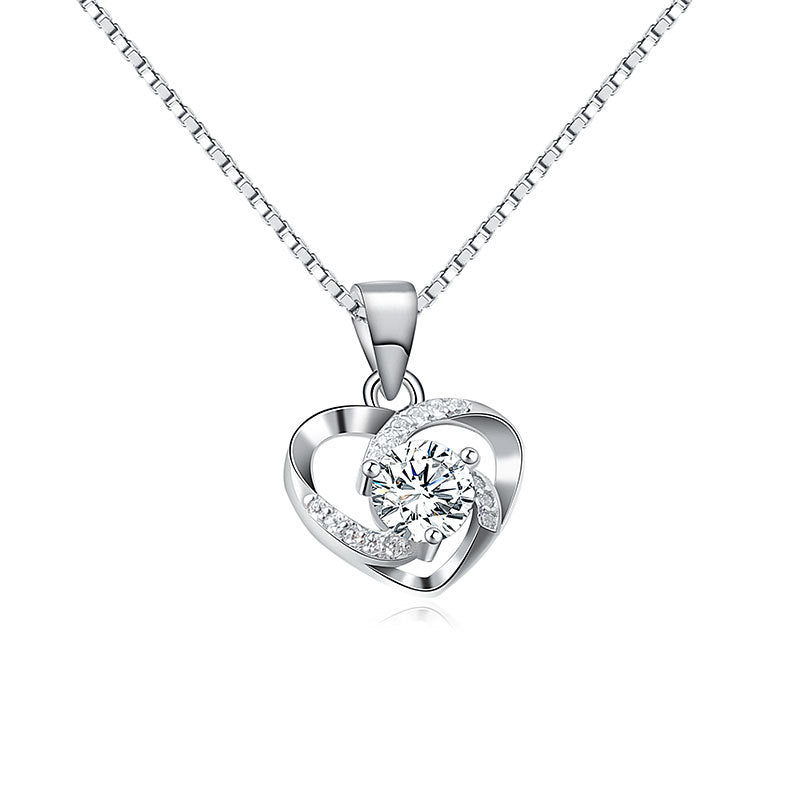 Wholesale S925 sterling silver heart-shaped necklace love rotating pendant sterling silver fashion jewelry