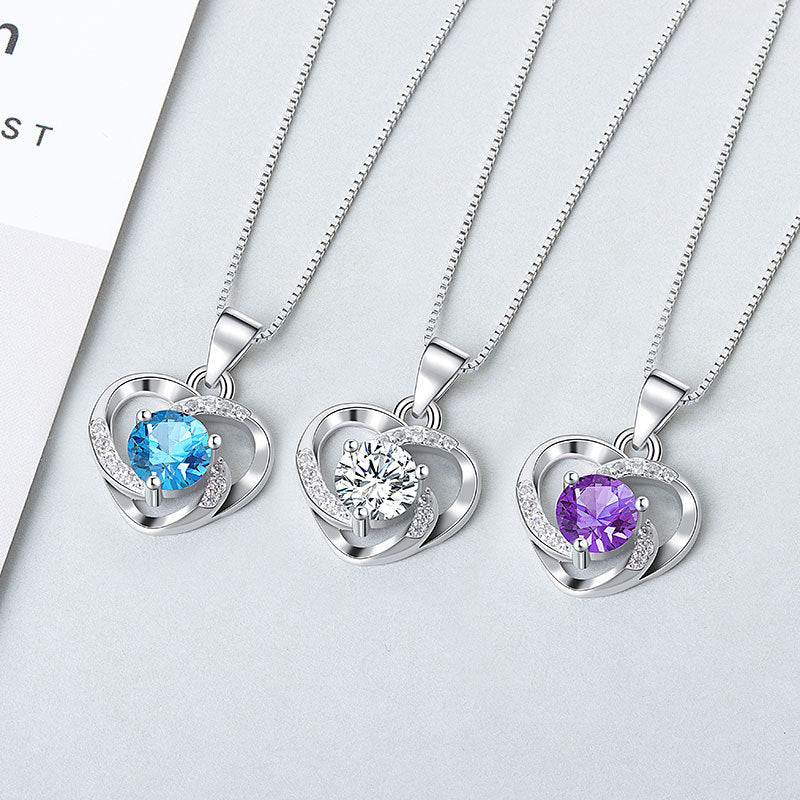 Wholesale S925 sterling silver heart-shaped necklace love rotating pendant sterling silver fashion jewelry
