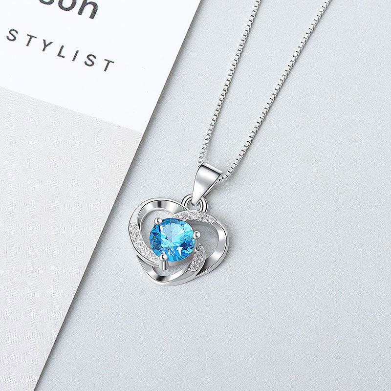 Wholesale S925 sterling silver heart-shaped necklace love rotating pendant sterling silver fashion jewelry