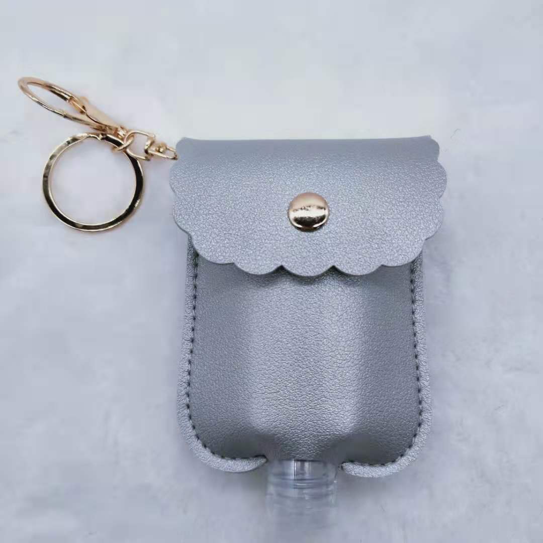 Wholesale PU Leather Keychain Bag Charm Portable Hand Sanitizer Perfume Bottle Case Holder Earthy Yellow Stylish Gift For Wedding