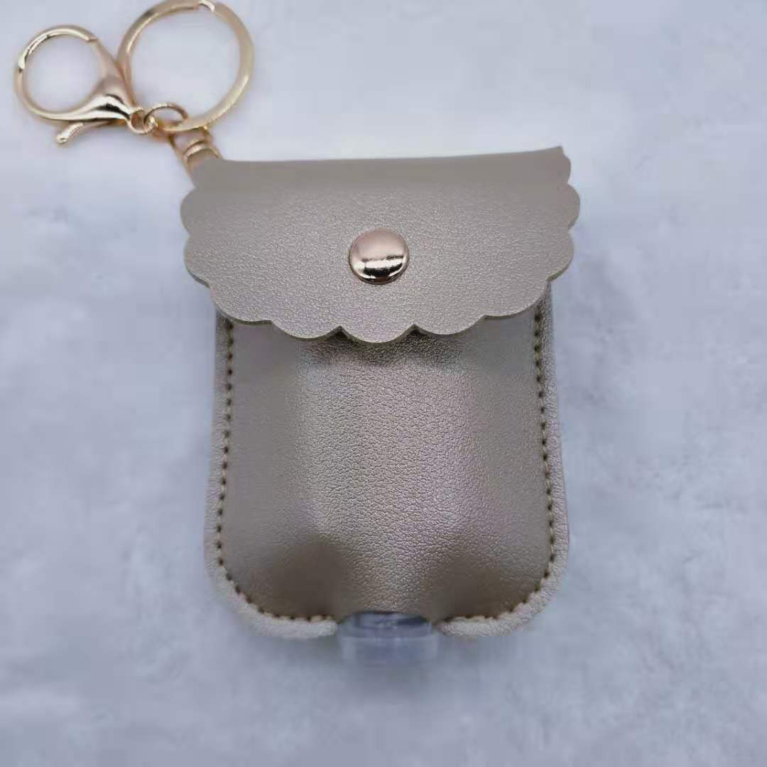 Wholesale PU Leather Keychain Bag Charm Portable Hand Sanitizer Perfume Bottle Case Holder Earthy Yellow Stylish Gift For Wedding