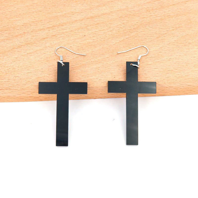 Wholesale Acrylic Black Cross Earrings