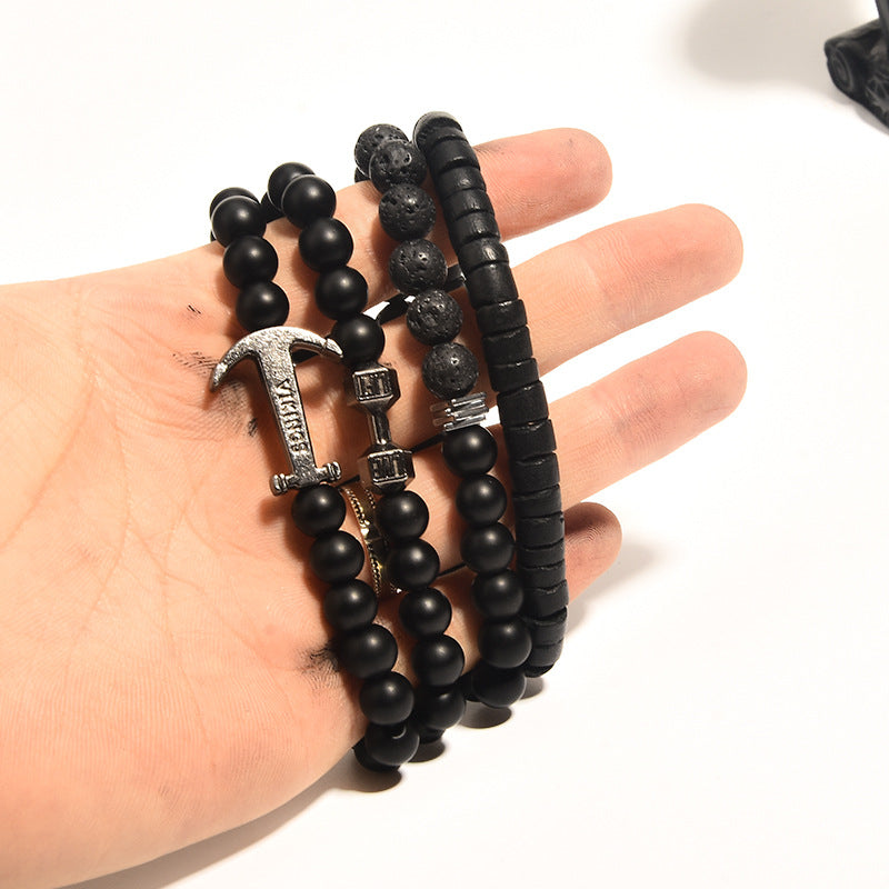 Wholesale Men's Agate Bracelet Dumbbell Bracelet Anchor Volcanic Stone Bracelet ACC-BT-zhixiang002