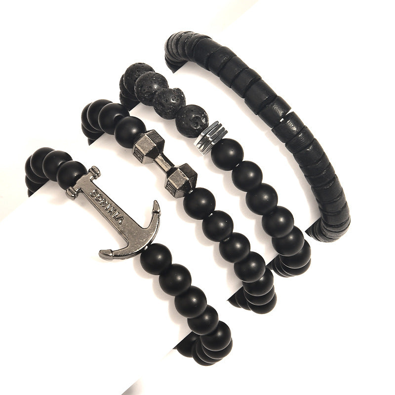 Wholesale Men's Agate Bracelet Dumbbell Bracelet Anchor Volcanic Stone Bracelet ACC-BT-zhixiang002
