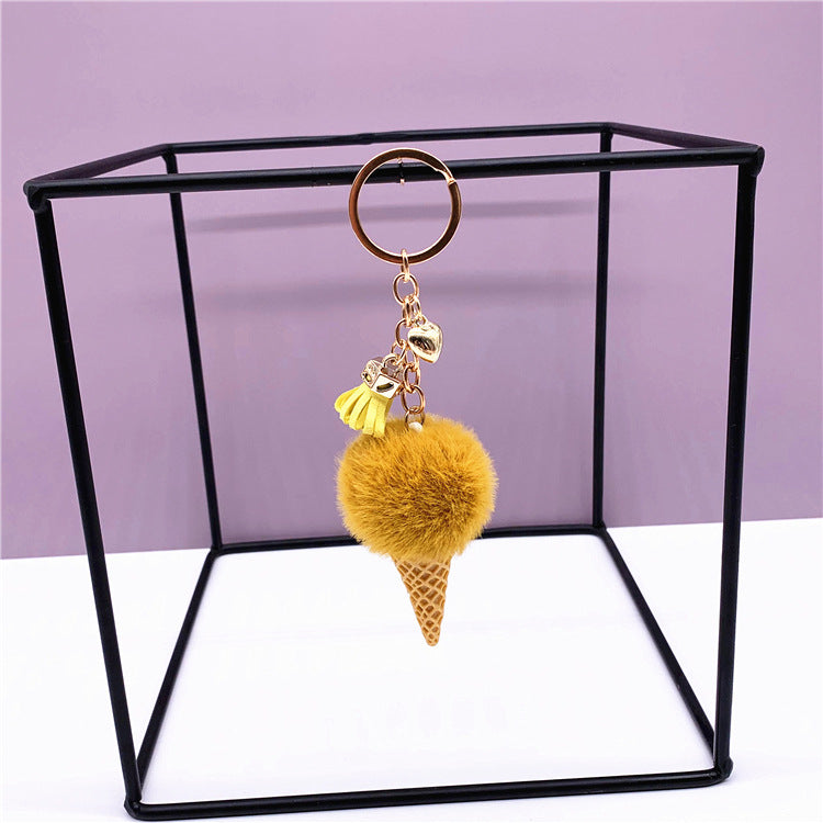Wholesale Cute Plush Ice Cream Cone Keychain Soft Car Key Accessory Creative Gift For Bag Charm Or Everyday Use