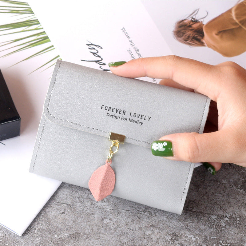 Wholesale Everyday Fashion Women S Trifold PU Leather Wallet Leaf Pattern Card Holder Coin Purse Casual Accessory