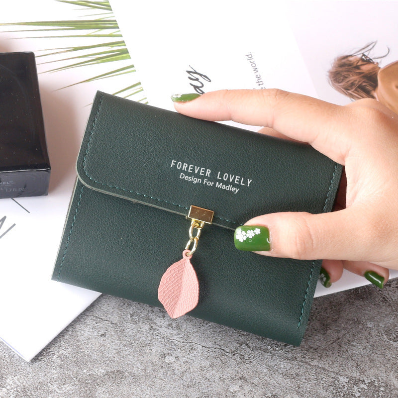Wholesale Everyday Fashion Women S Trifold PU Leather Wallet Leaf Pattern Card Holder Coin Purse Casual Accessory